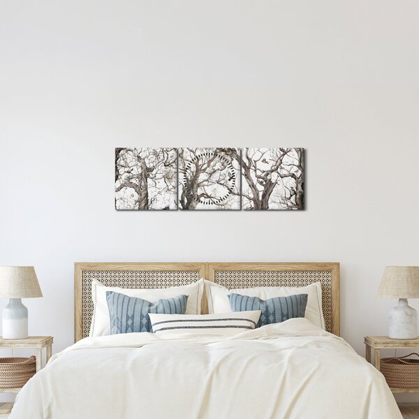 Tablou - Model de pădure, desen (cu ceas) (90x30 cm)