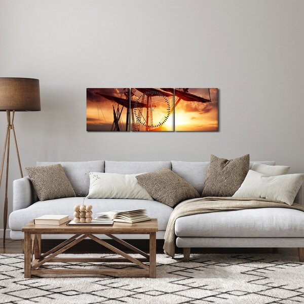 Tablou - Navă de pirați veche (cu ceas) (90x30 cm)