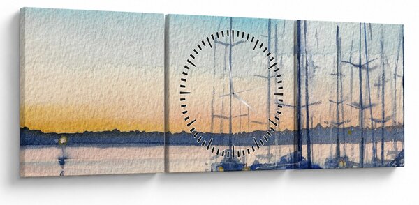 Tablou - Plimbare cu barca, aquarel (cu ceas) (90x30 cm)
