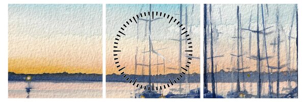 Tablou - Plimbare cu barca, aquarel (cu ceas) (90x30 cm)