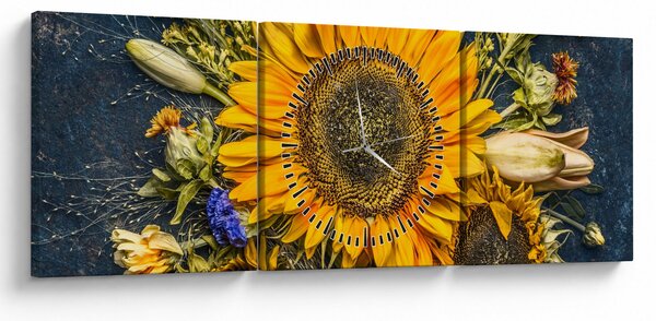 Tablou - Flori de toamnă (cu ceas) (90x30 cm)