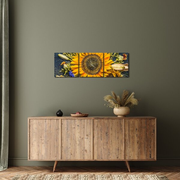 Tablou - Flori de toamnă (cu ceas) (90x30 cm)