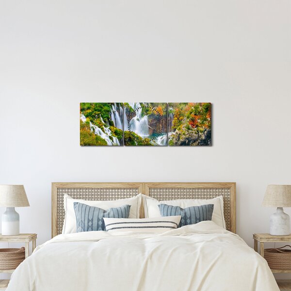 Tablou - Parcul Național Lacurile Plitvice (cu ceas) (90x30 cm)