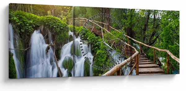 Tablou - Lacurile Plitvice (cu ceas) (90x30 cm)