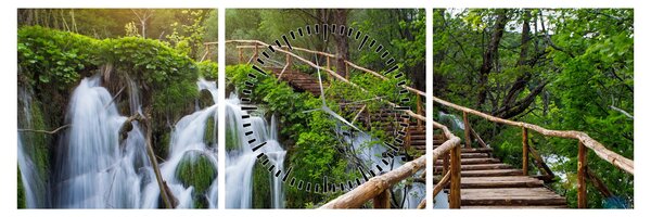 Tablou - Lacurile Plitvice (cu ceas) (90x30 cm)