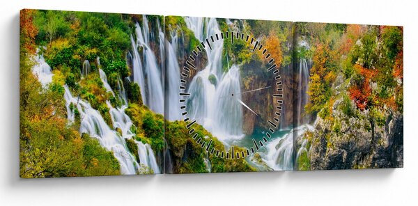 Tablou - Parcul Național Lacurile Plitvice (cu ceas) (90x30 cm)