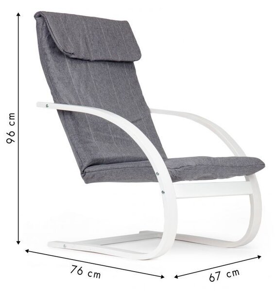 Scaun balansoar de culoare gri cu structură albă