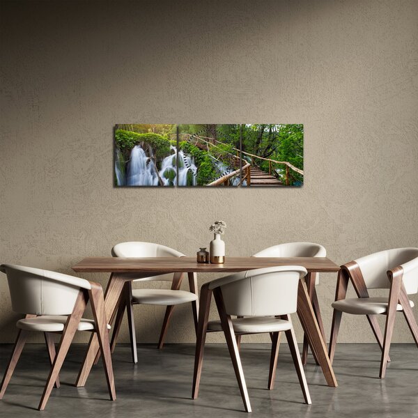 Tablou - Lacurile Plitvice (cu ceas) (90x30 cm)