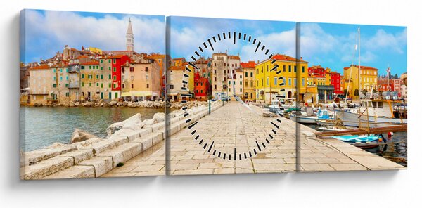 Tablou - Orașul Istrian vechi Poreč, Croația (cu ceas) (90x30 cm)
