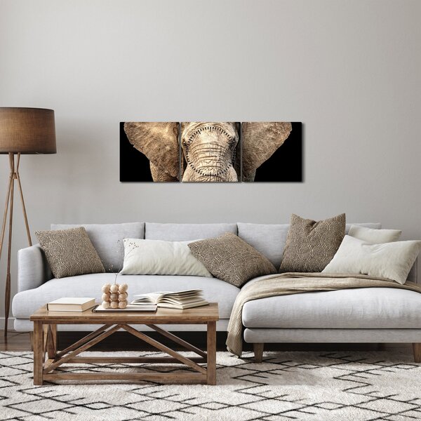 Tablou - Elefant african (cu ceas) (90x30 cm)