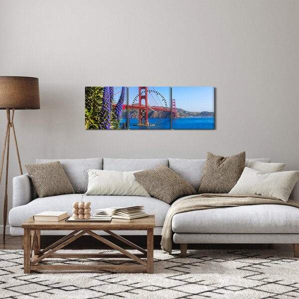 Tablou - Podul Golden Gate, San Francisco (cu ceas) (90x30 cm)