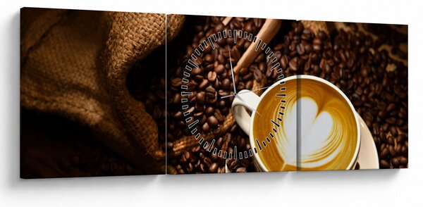 Tablou - O ceașcă de cafea (cu ceas) (90x30 cm)