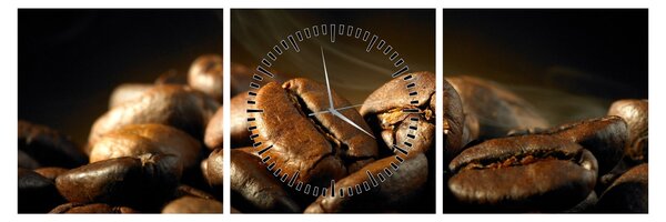 Tablou - Boabe de cafea (cu ceas) (90x30 cm)