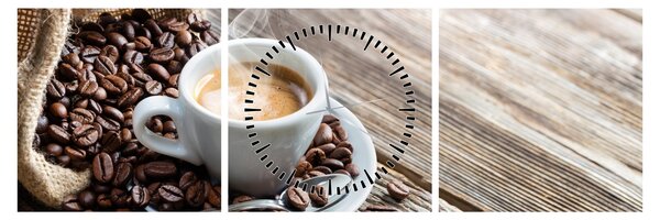 Tablou - Espresso (cu ceas) (90x30 cm)