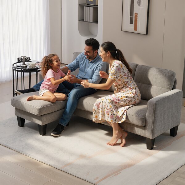 HOMCOM Canapea Colțar Extensibil cu Șezlong Reversibil, Pernă pentru Șezut și Spătar și 3 Locuri, 186x130x84 cm, Maro | Aosom Romania
