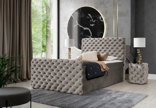 Pat tapițat boxspring CHESTERFIELD LUX, 120x200, riviera 16