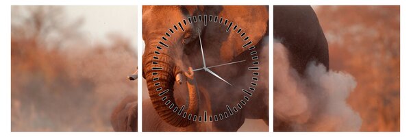 Tablou - Marele elefant african (cu ceas) (90x30 cm)