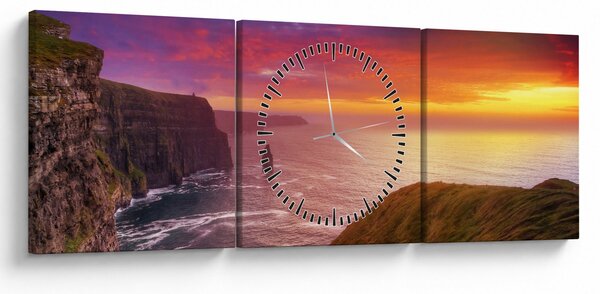 Tablou - Stâncile din Moher (cu ceas) (90x30 cm)
