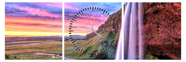Tablou - Cascada Seljalandsfoss (cu ceas) (90x30 cm)
