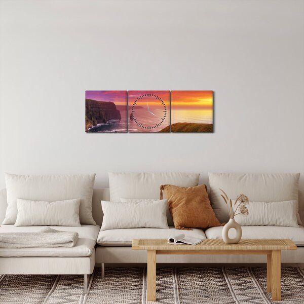 Tablou - Stâncile din Moher (cu ceas) (90x30 cm)