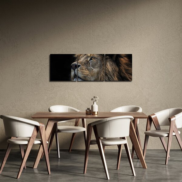Tablou - Leul maiestuos (cu ceas) (90x30 cm)