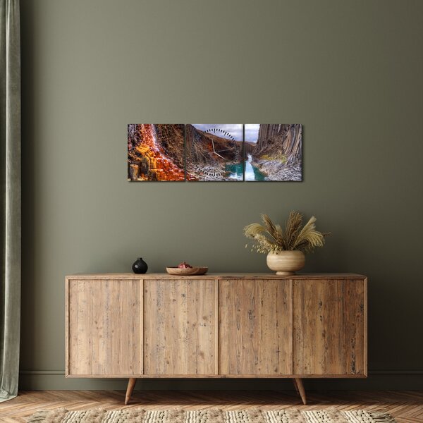 Tablou - Canionul Studlagil (cu ceas) (90x30 cm)