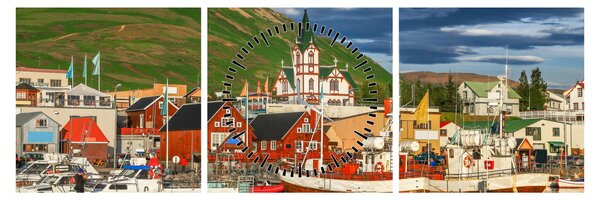 Tablou - Húsavík (cu ceas) (90x30 cm)