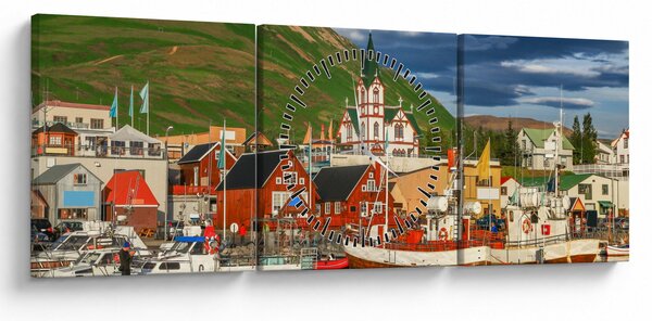 Tablou - Húsavík (cu ceas) (90x30 cm)