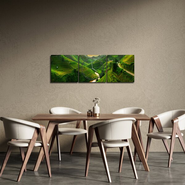 Tablou - Terase de orez Mu Cang Chai (cu ceas) (90x30 cm)