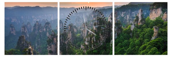 Tablou - Parcul forestier național Zhangjiajie (cu ceas) (90x30 cm)