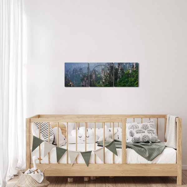 Tablou - Parcul forestier național Zhangjiajie (cu ceas) (90x30 cm)