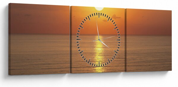 Tablou - Apus de soare peste ocean (cu ceas) (90x30 cm)