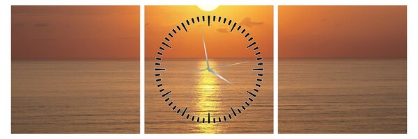 Tablou - Apus de soare peste ocean (cu ceas) (90x30 cm)