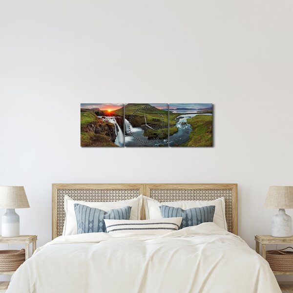 Tablou - Kirkjufell la apus (cu ceas) (90x30 cm)