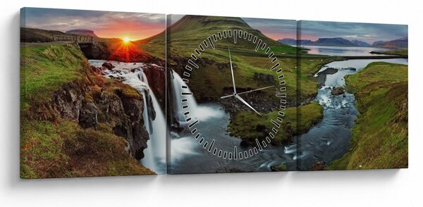 Tablou - Kirkjufell la apus (cu ceas) (90x30 cm)
