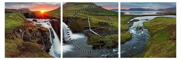 Tablou - Kirkjufell la apus (cu ceas) (90x30 cm)