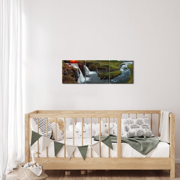 Tablou - Kirkjufell la apus (cu ceas) (90x30 cm)