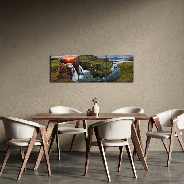 Tablou - Kirkjufell la apus (cu ceas) (90x30 cm)