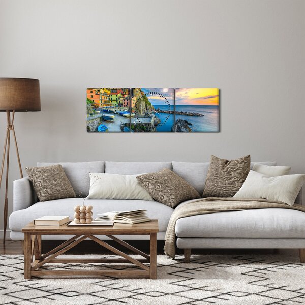 Tablou - Satul mediteranean (cu ceas) (90x30 cm)