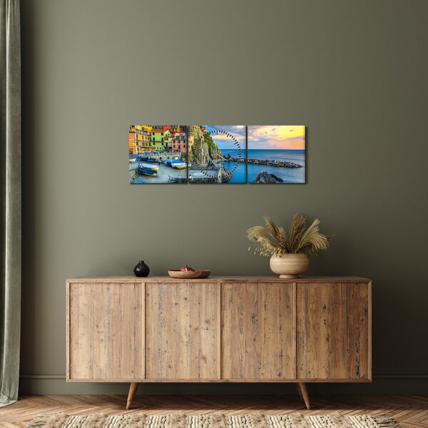Tablou - Satul mediteranean (cu ceas) (90x30 cm)