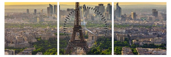Tablou - Panorama Parisului (cu ceas) (90x30 cm)