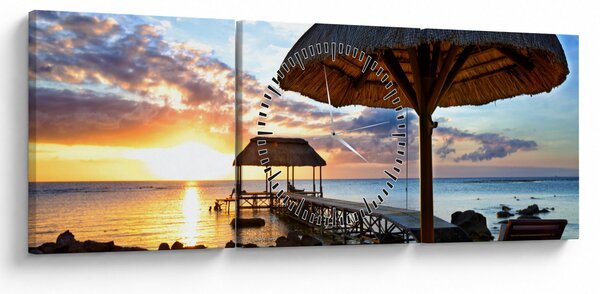 Tablou - Apus de soare în Mauritius (cu ceas) (90x30 cm)