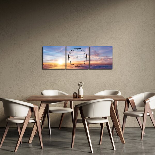 Tablou - Apus de soare deasupra norilor (cu ceas) (90x30 cm)