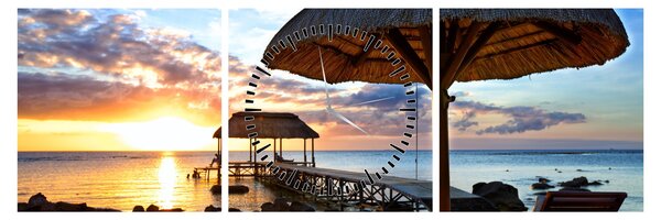 Tablou - Apus de soare în Mauritius (cu ceas) (90x30 cm)