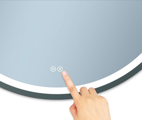 Venti Orion Graphite oglindă 60x60 cm rotund cu iluminare cu covoraș de încălzire grafit 5905951180373
