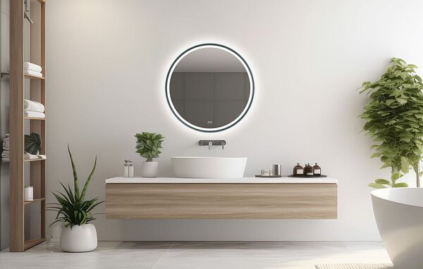 Venti Orion Graphite oglindă 60x60 cm rotund cu iluminare cu covoraș de încălzire grafit 5905951180373