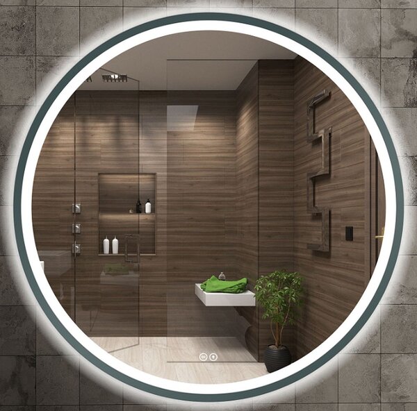 Venti Orion Graphite oglindă 60x60 cm rotund cu iluminare cu covoraș de încălzire grafit 5905951180373