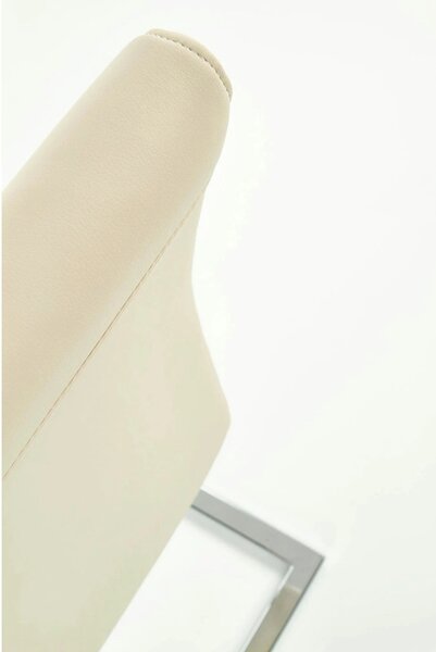 Scaun tapitat K85, crem/crom, metal/piele ecologica, 42X56X100 CM