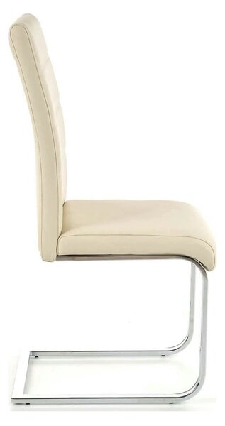 Scaun tapitat K85, crem/crom, metal/piele ecologica, 42X56X100 CM