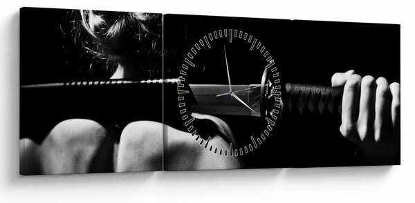 Tablou - Femeie cu o sabie (cu ceas) (90x30 cm)
